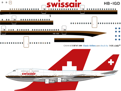 1/144 Scale Decal Swissair 747-300