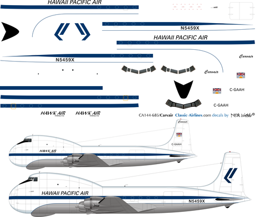 1/144 Scale Decal Hawaii Pacific Air / Hawk Air Carvair