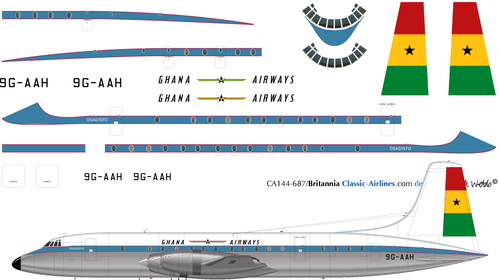 1/144 Scale Decal Ghana Airways Britannia