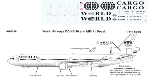 1/144 Scale Decal World Airways DC10-30 / MD-11