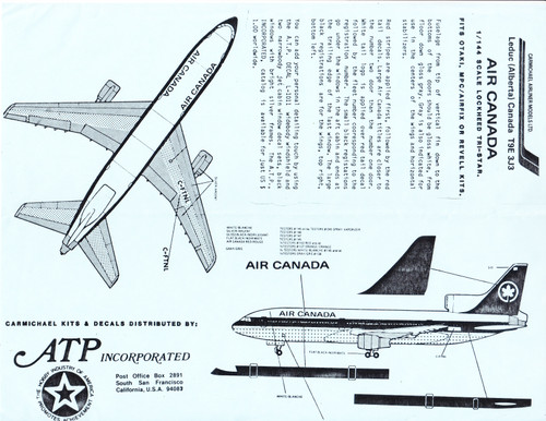 1/200 Scale Decal Air Canada L-1011 Delivery