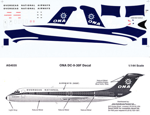 1/144 Scale Decal ONA DC9-30