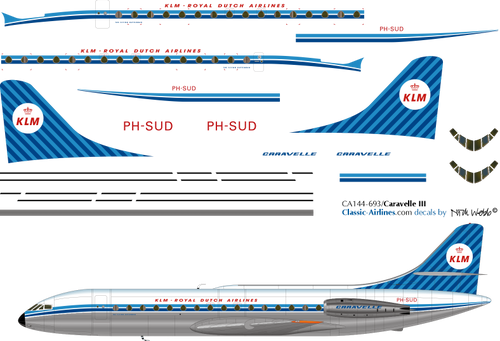 1/144 Scale Decal KLM Caravelle