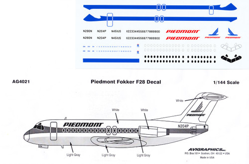 1/144 Scale Decal Piedmont F-28