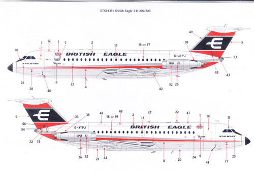 1/144 Scale Decal British Eagle BAC-111 200 / 300