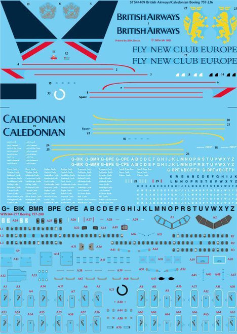 1/144 Scale Decal British Airways / Caledonian 757-236