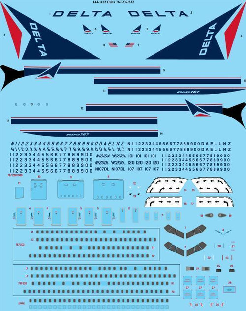 1/144 Scale Decal Delta 767-232 / 332