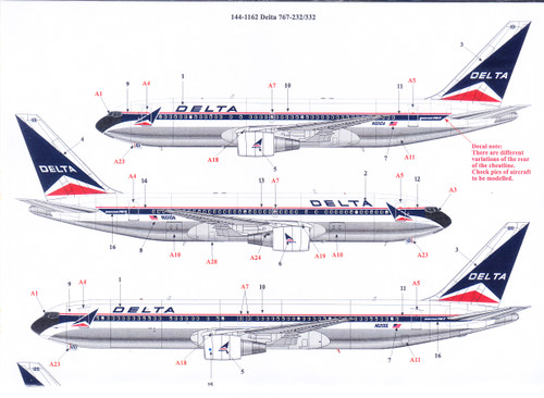 1/144 Scale Decal Delta 767-232 / 332