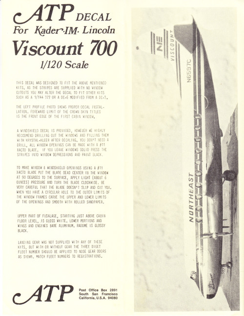 1/120 Scale Decal Northeast Viscount 700