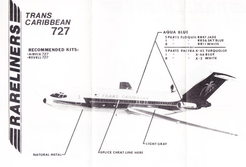 1/144 Scale Decal Trans Caribbean 727-100