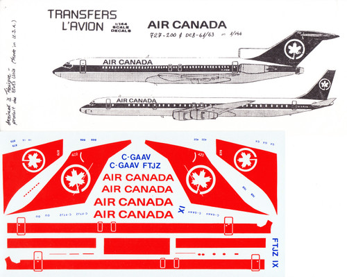 1/144 Scale Decal Air Canada 727-200 / DC8-61 / 63