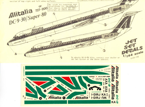 1/144 Scale Decal Alitalia DC-9 / MD-80 / 727-200