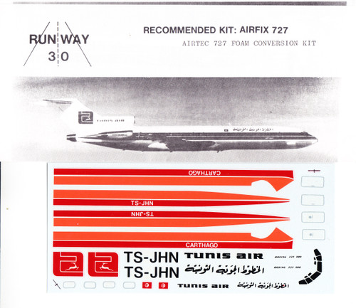 1/144 Scale Decal Tunis Air 727-200