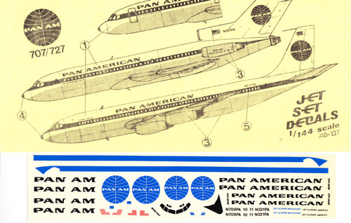 1/144 Scale Decal Pan American 707 / 727