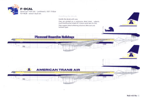 1/144 Scale Decal American Trans Air / Pleasant Hawaiian Holidays L-1011