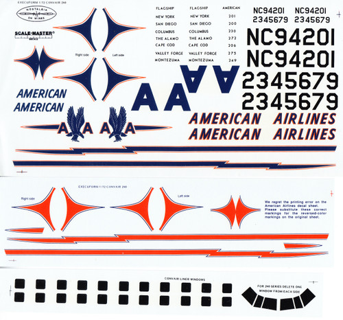 1/72 Scale Decal American Airlines Convair 240