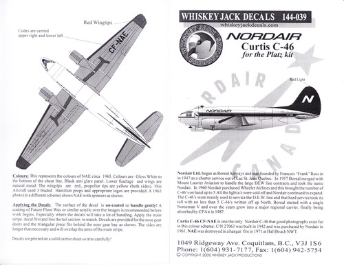 1/144 Scale Decal Nordair C-46