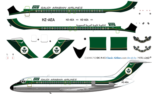 1/144 Scale Decal Saudi Arabian Airlines DC9-15