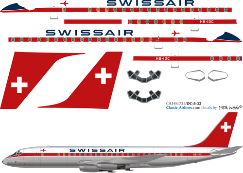 1/144 Scale Decal Swissair DC8-32