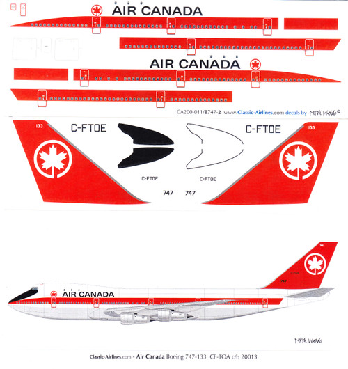 1/200 Scale Decal Air Canada 747-200