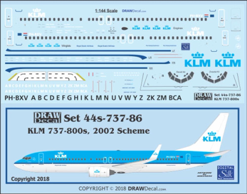1/144 Scale Decal KLM 737-800