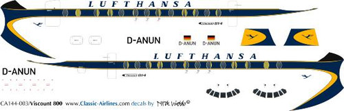 1/144 Scale Decal Lufthansa Viscount 800 Delivery