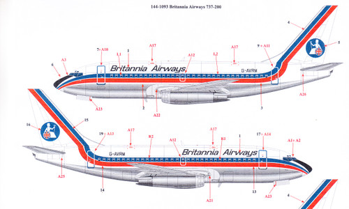 1/144 Scale Decal Britannia Airways 737-200