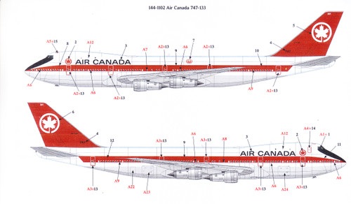 1/144 Scale Decal Air Canada 747-133