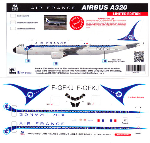 1/144 Scale Decal Air France A-320 Retro