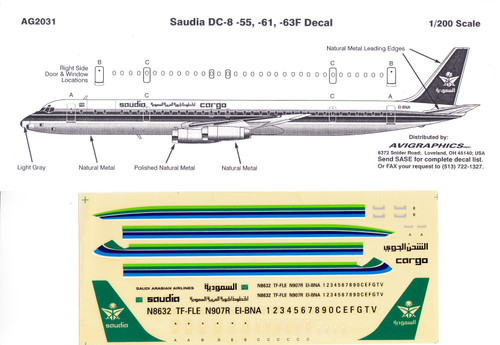 1/200 Scale Decal Saudia DC-8