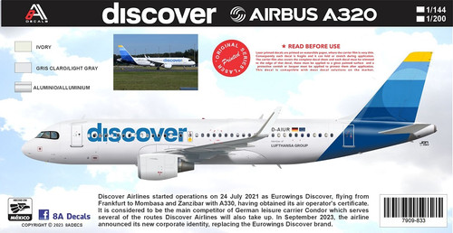 1/144 Scale Decal Discover A-320