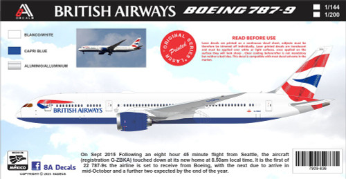 British airways 787（1/200）kisharoy457 787-8 Dreamliner 1:200 Display Model - Skymarks SK-SKR694