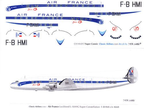 1/144 Scale Decal Air France Super Constellation