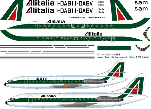 1/144 Scale Decal Alitalia Caravelle