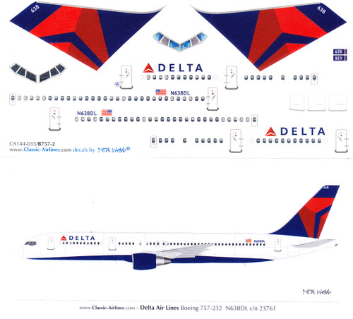 1/144 Scale Decal Delta 757-200 Latest