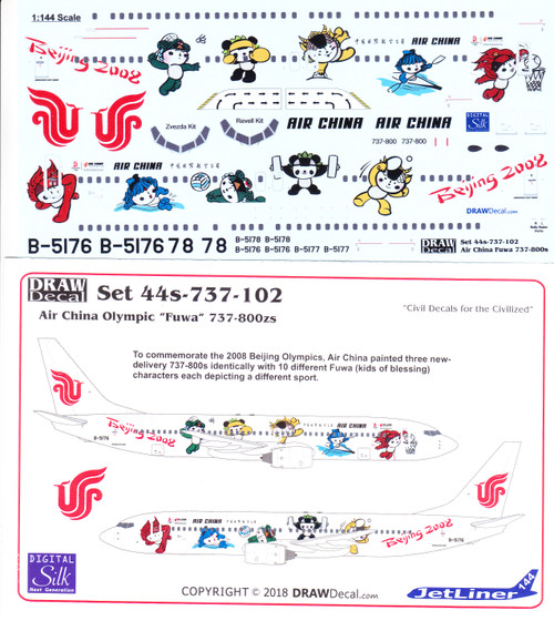 1/144 Scale Decal Air China 737-800 FUWA Olympic