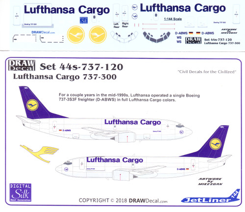 1/144 Scale Decal Lufthansa Cargo 737-300
