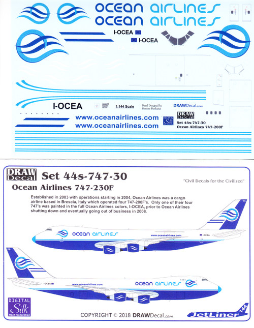 1/144 Scale Decal Ocean Airlines 747-230F