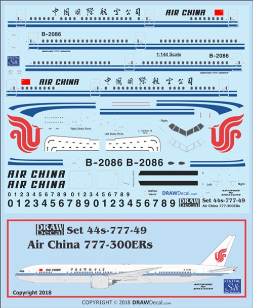 1/144 Scale Decal Air China 777-300ER
