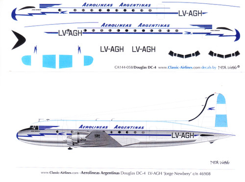 1/144 Scale Decal Aerlineas Argentinas DC-4