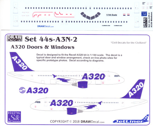 1/144 Scale Decal A-320 Windows & Escapes