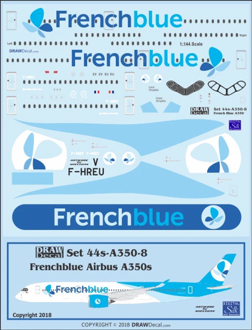 1/144 Scale Decal Frenchblue A350-900