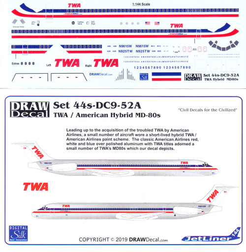 1/144 Scale Decal TWA / American Hybrid MD-80
