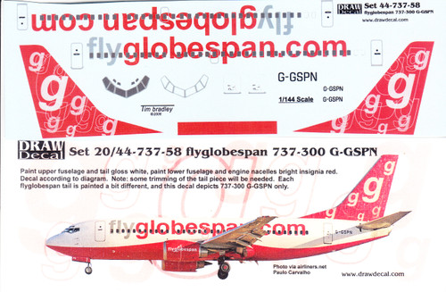 1/144 Scale Decal flyglobespan 737-300