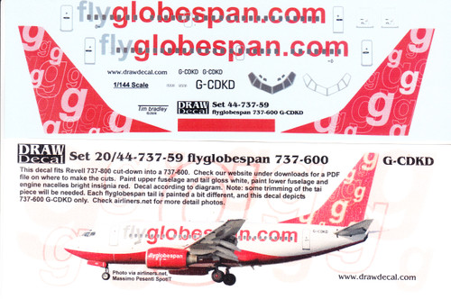 1/144 Scale Decal flyglobespan 737-600