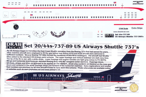 1/144 Scale Decal US Airways Shuttle 737-300