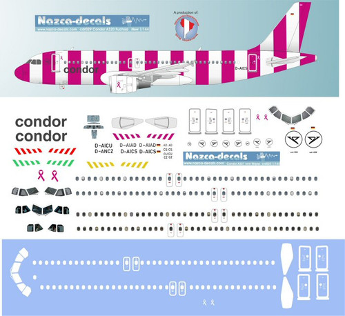 1/144 Scale Decal Condor A-320 Stripes FUCIA