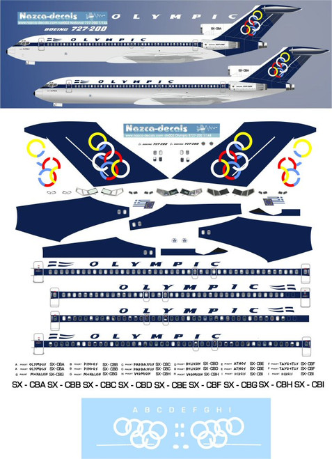 1/144 Scale Decal Olympic 727-200