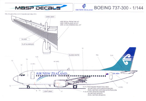1/144 Scale Decal AIR NEW ZEALAND 737-300