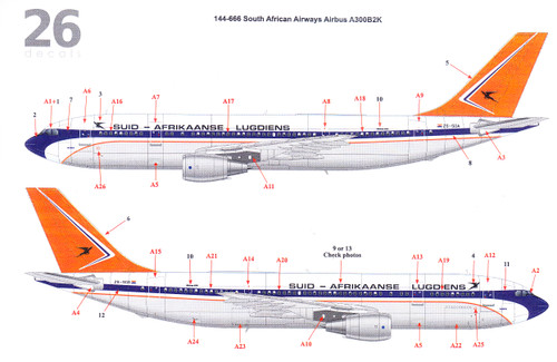 1/144 Scale Decal SAA - South African Airways A300-B2K